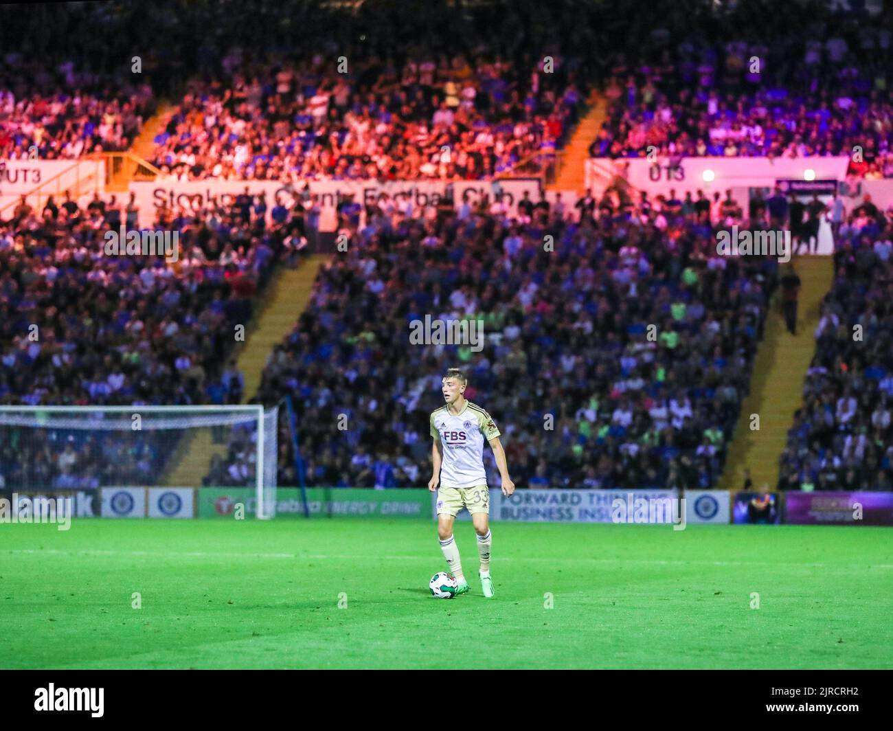 Stockport, UK. 23rd Aug, 2022. Luke Thomas for Leicester City during
