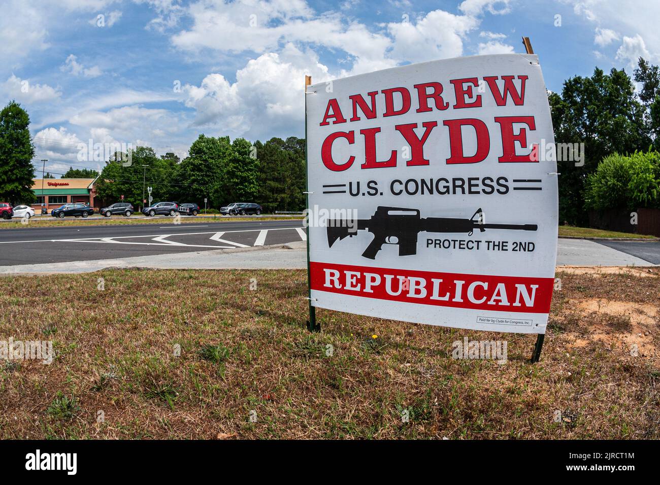 LAWRENCEVILLE, GA MAY 21 2022 A roadside campaign sign for