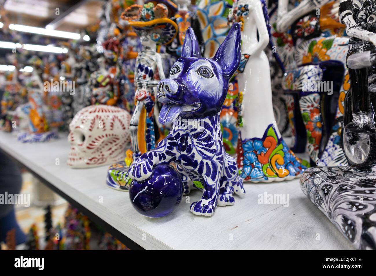 day of the dead pottery talavera dog skelleton mexican culture