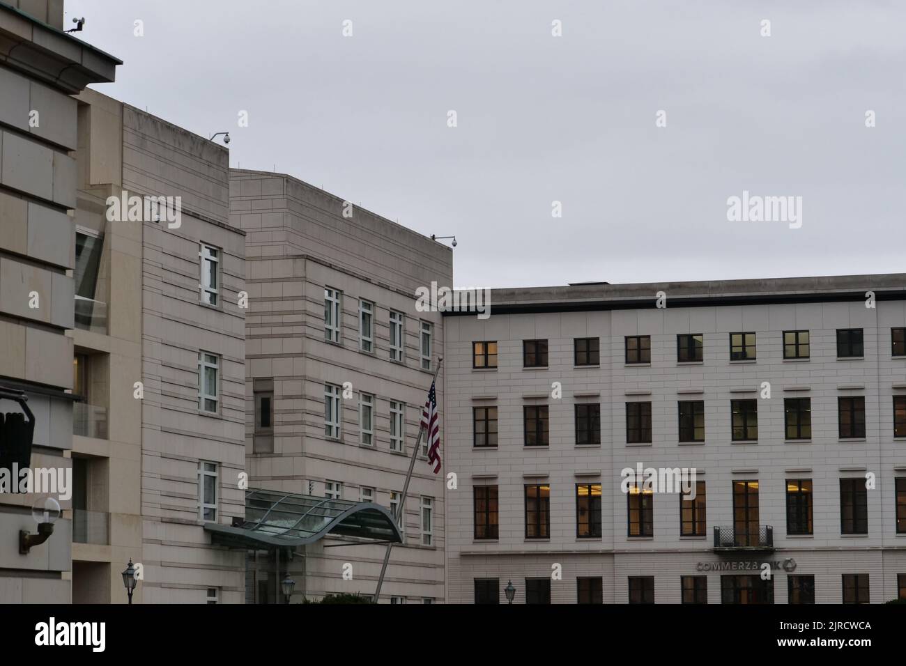 The United States embassy on an overcast day in the city of Berlin, Germany Stock Photo