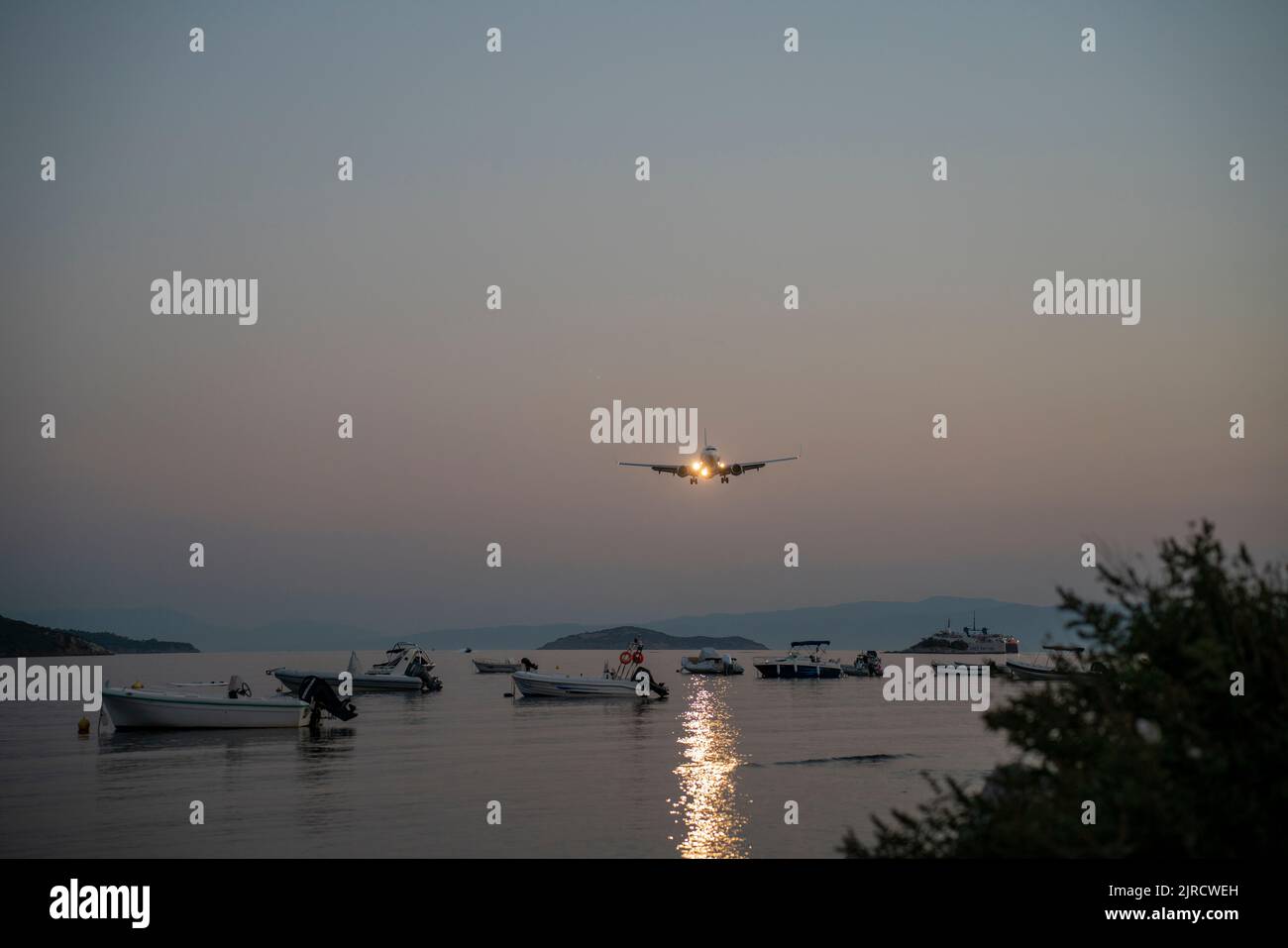 SKIATHOS, GREECE - 08-22-2022 - Skiathos airport with planes Stock Photo