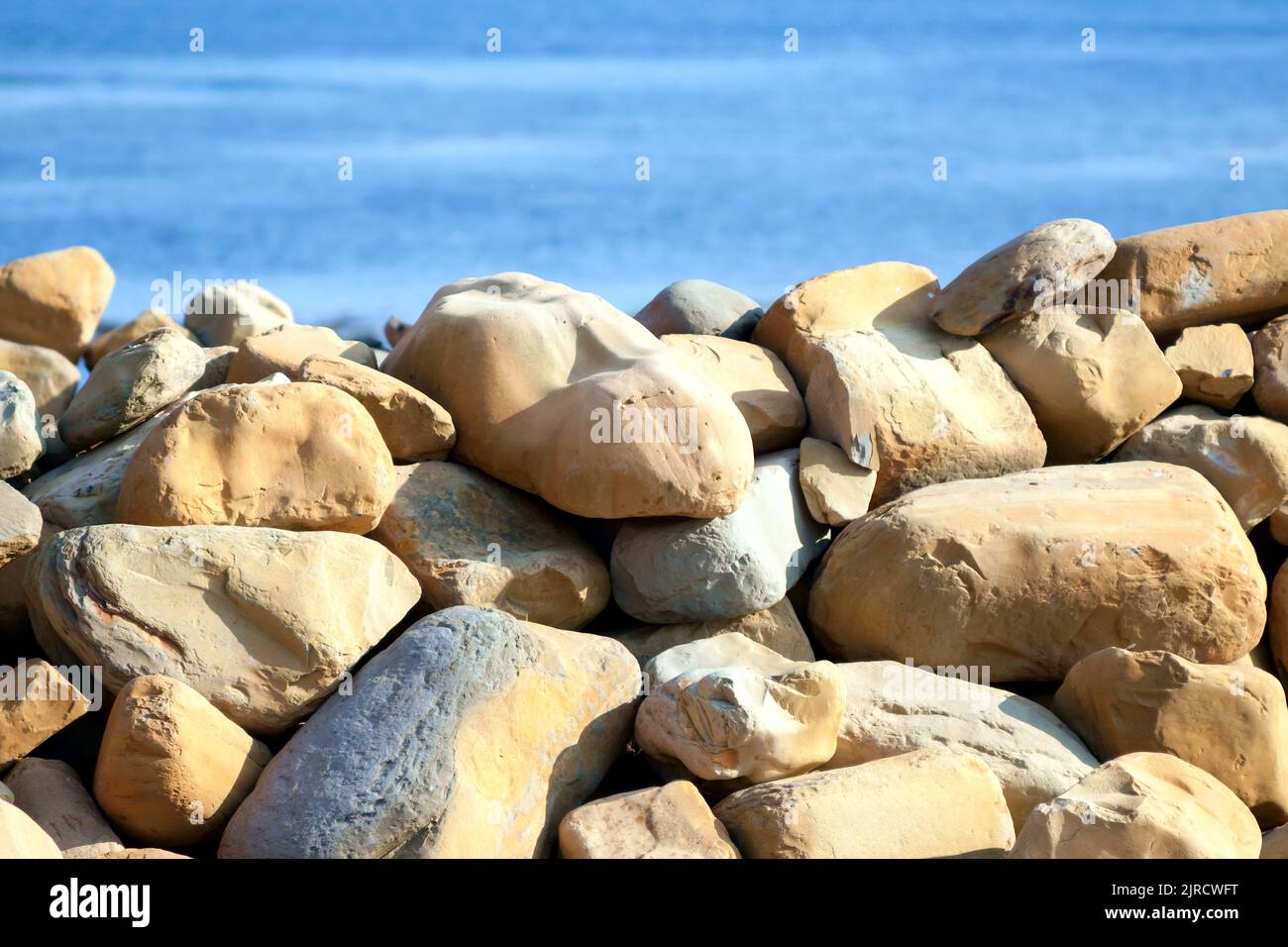 Coastal Protection Sea Wall at Kimmeridge Dorset Stock Photo