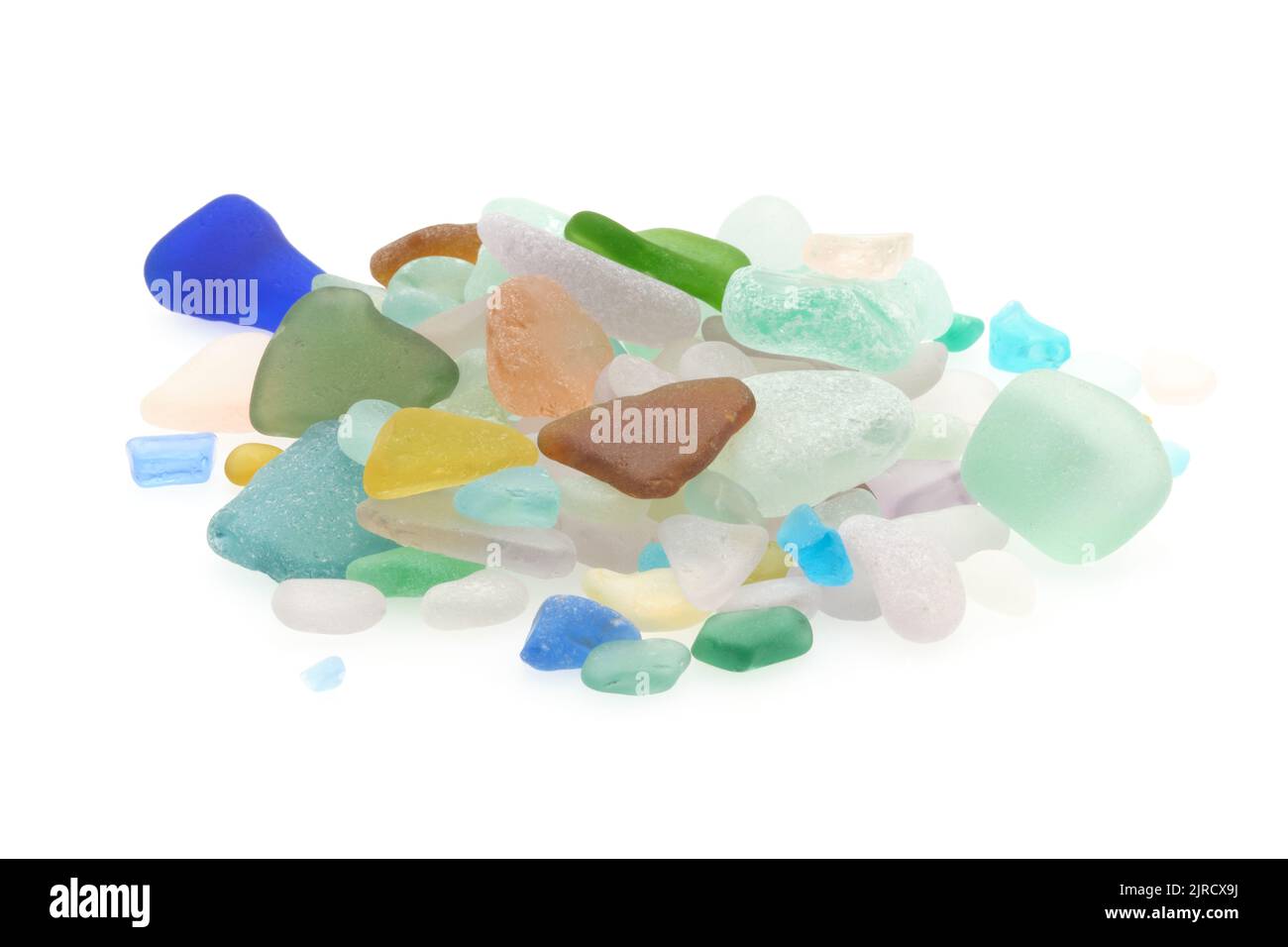 Pieces of authetic colourful sea glass picked from the shores of Cape Breton Island Canada. Stock Photo