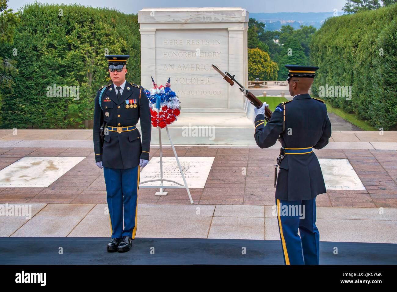 The changing of the Honor Guard ceremony at the Tomb of the Unknown