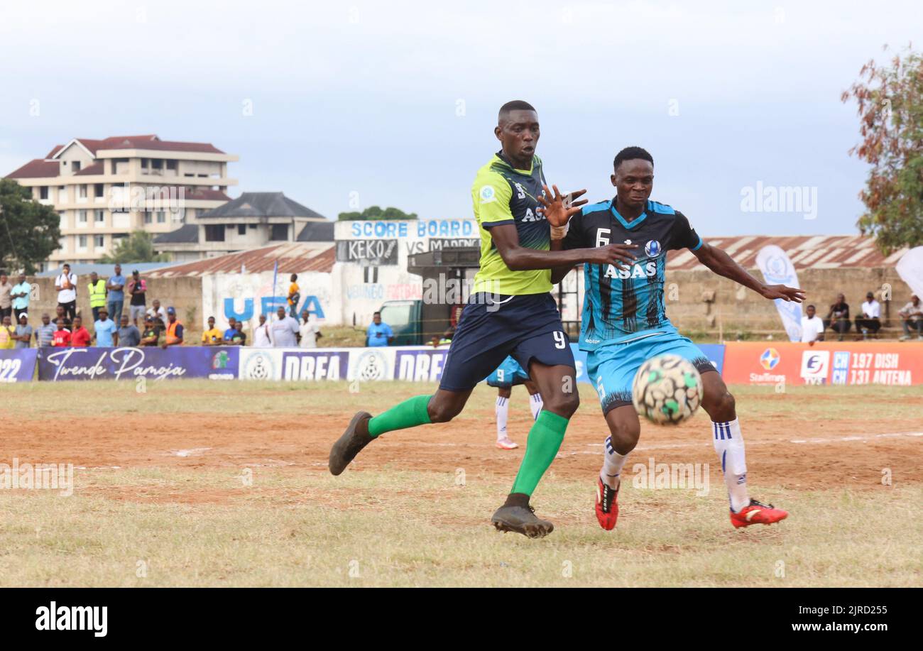 Dar Es Salaam, Tanzania. 22nd Aug, 2022. Players from street football