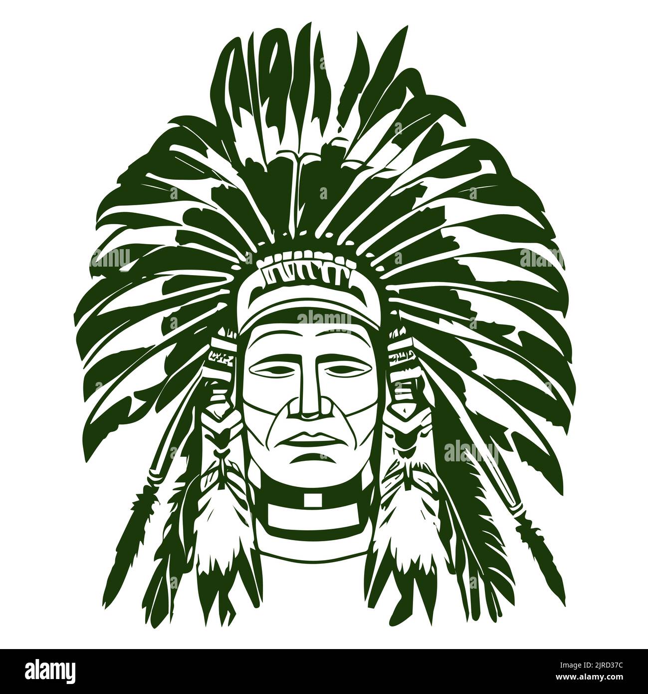 Chief with beautiful headdress vector digital art Stock Vector