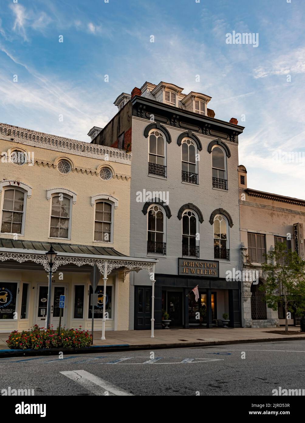 Eufaula, Alabama, USA - August 13, 2022: Nineteenth century architecture in historic downtown Eufaula. Stock Photo