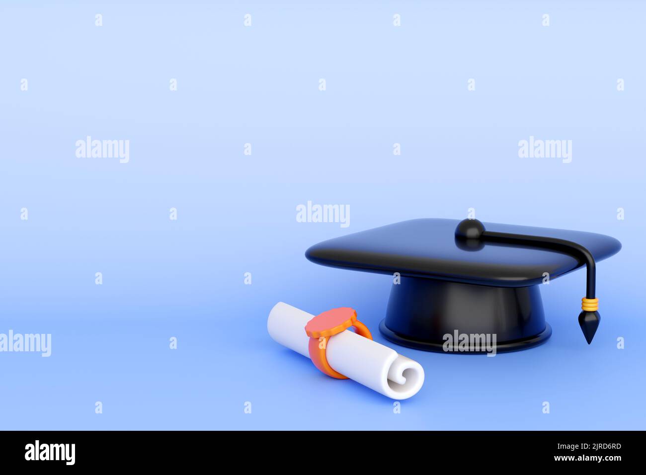 3d graduation cap with diploma. Element for back to school, learning ...