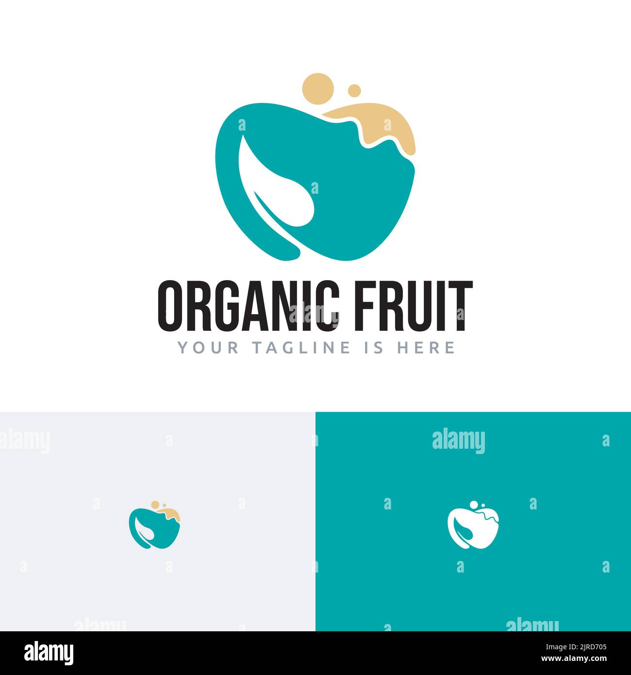 Organic Fruit Green Apple Food Drink Logo Stock Vector