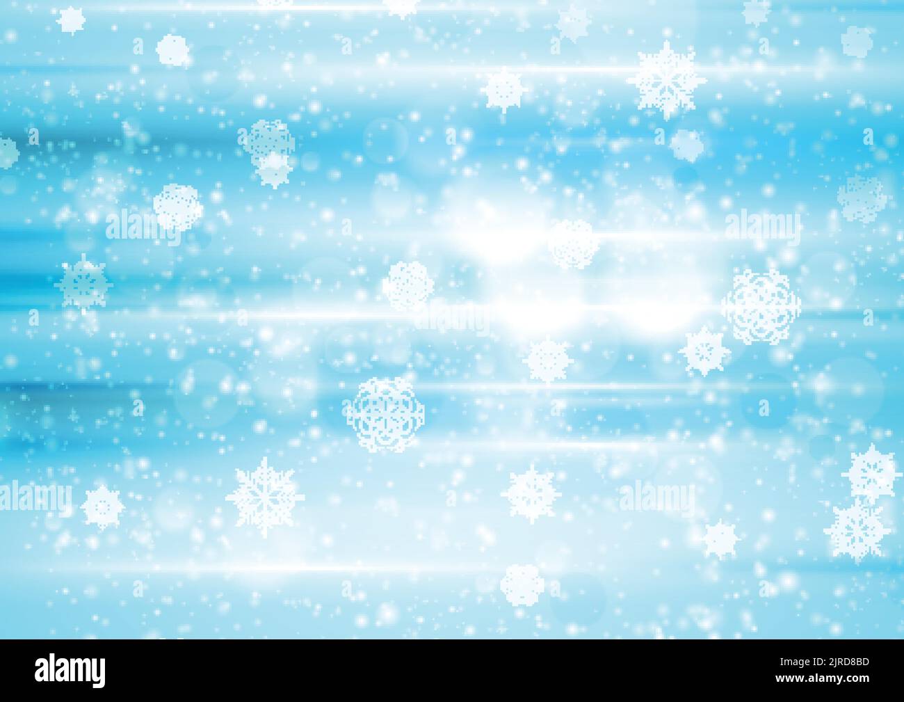 Abstract blue and white bokeh Christmas background with snowflakes ...