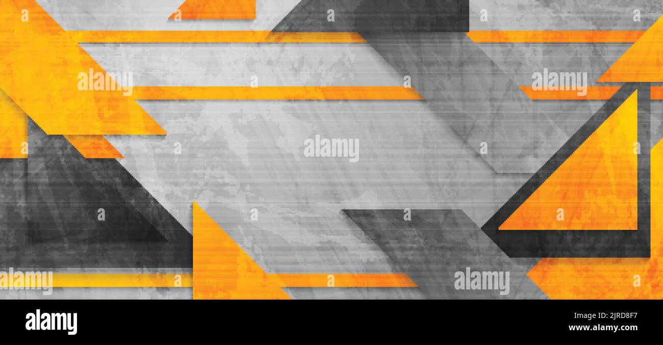 Hi-tech abstract orange and grey banner background. Vector design Stock Vector