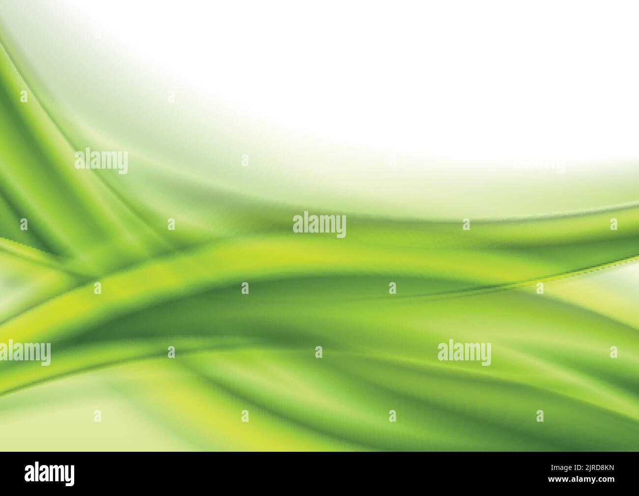 Abstract green smooth shiny waves on white background. Vector design Stock Vector