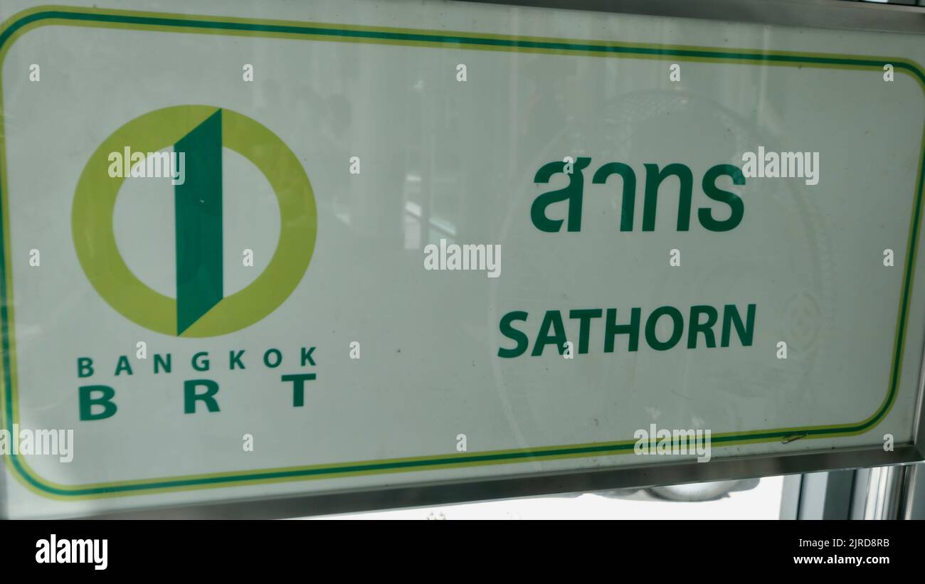 The Bangkok BRT Bus Rapid Transit System in Bangkok, Thailand Sathorn stop Stock Photo