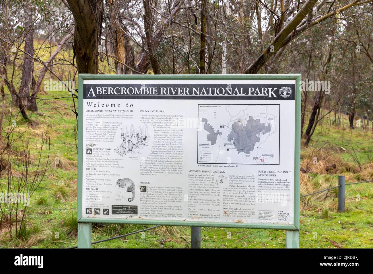 Abercrombie River national park sign,NSW,Australia Stock Photo