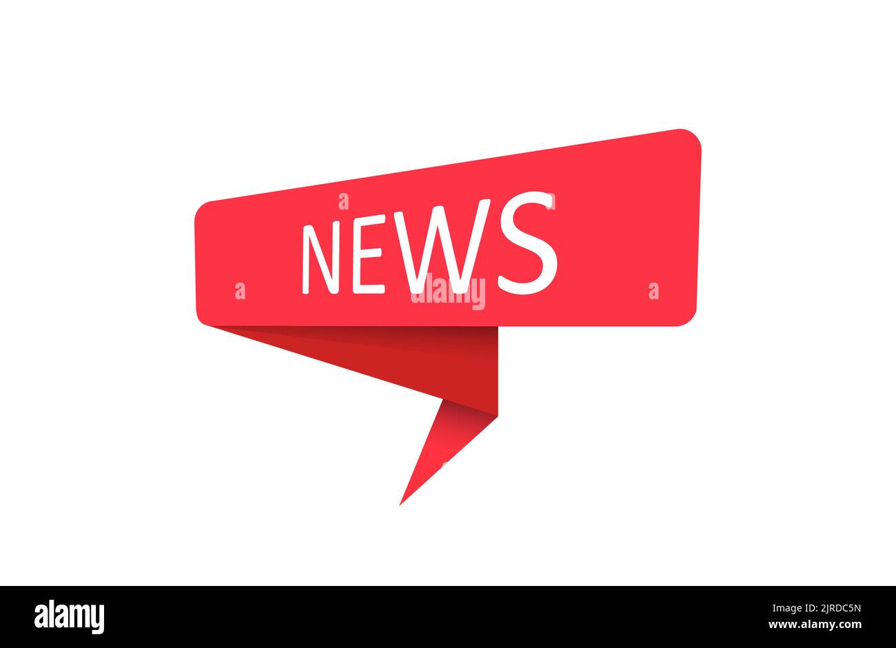 news. A red banner, pointer, sticker, label or speech bubble for apps