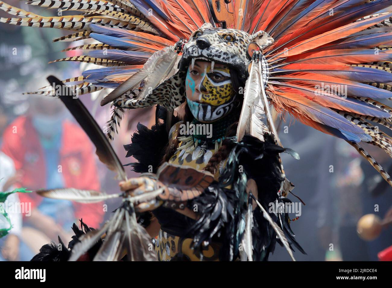 Aztec Ritual Impersonators Mexico City, DF, Mexico. 23rd Aug, 2022. A Pre-Hispanic dancer ...
