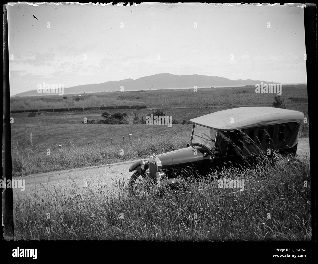 Kapiti Island from height of road between Waikanae and Paraparaumu, 16