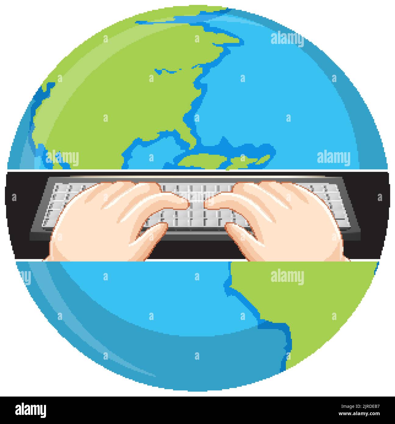 Hands typing on computer keyboard illustration stock vector image art