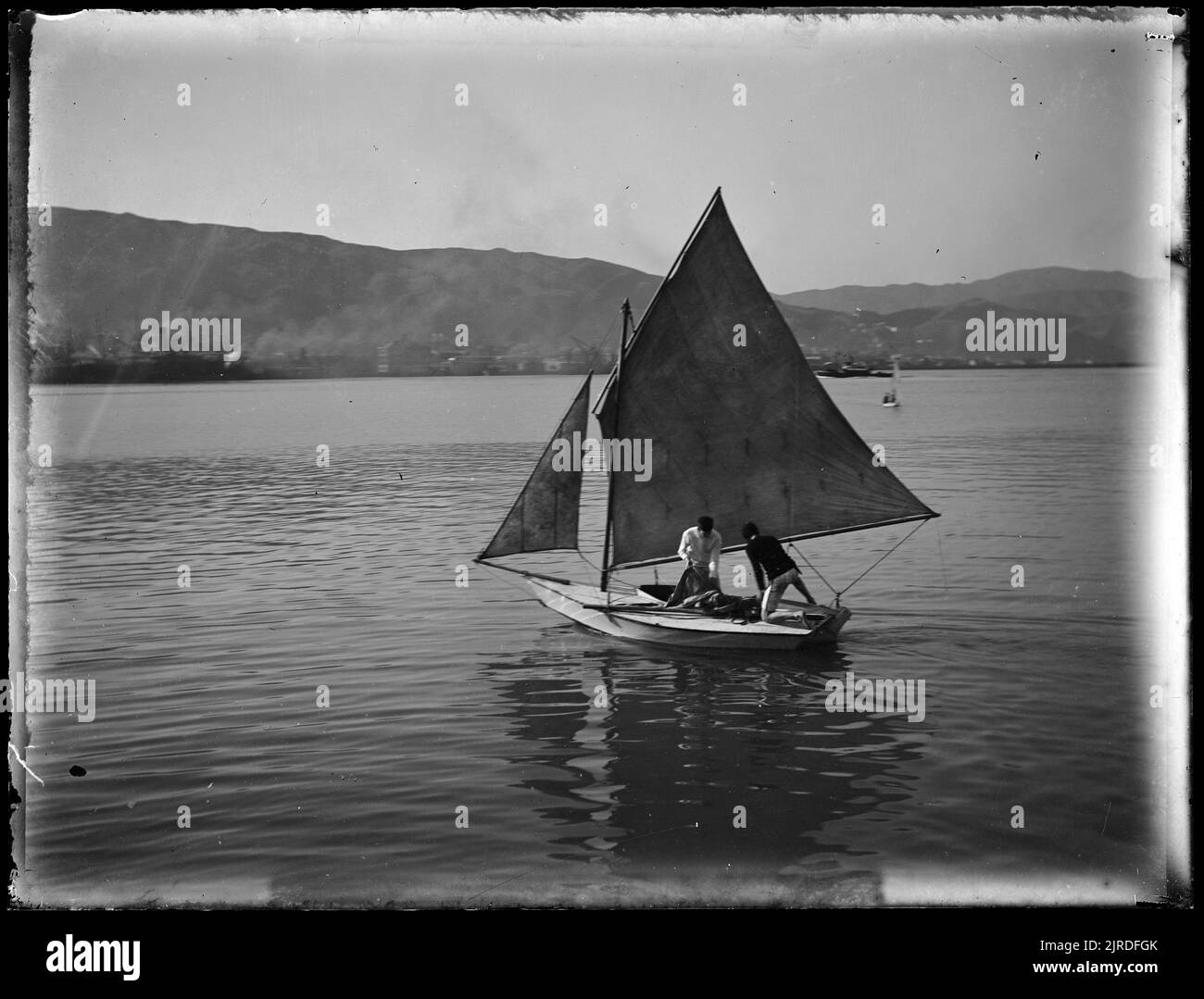 Sail boat, New Zealand, by Fred Brockett Stock Photo Alamy