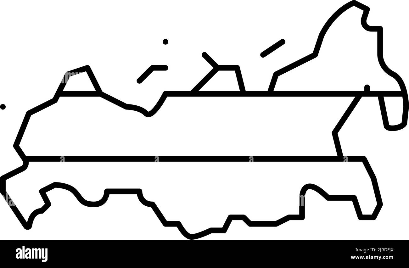 russia country map flag line icon vector illustration Stock Vector