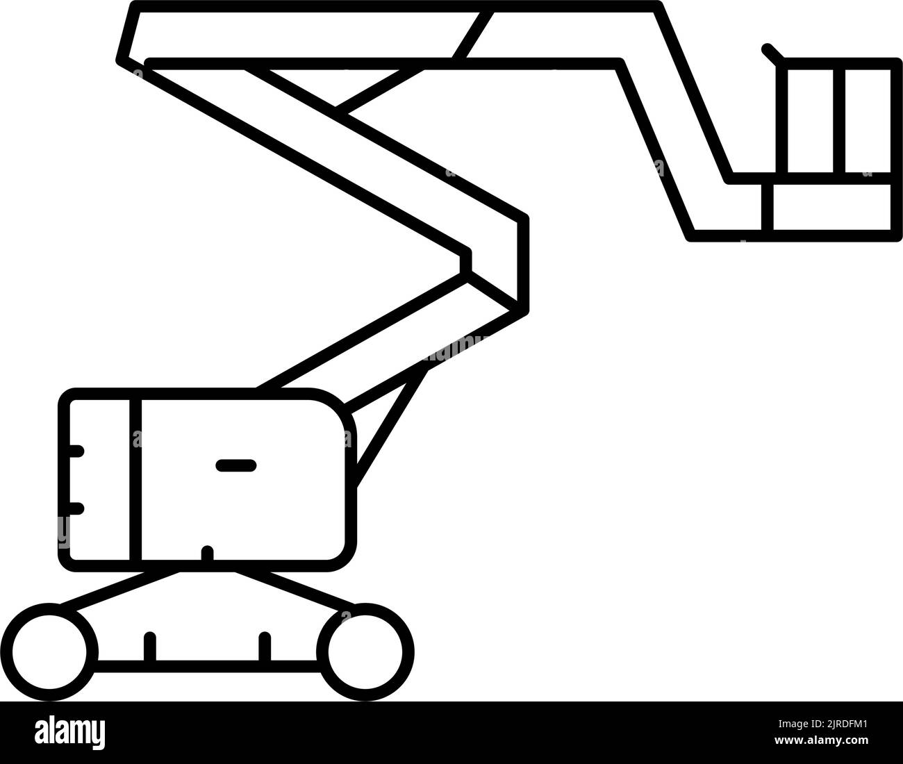 boom lift construction car vehicle line icon vector illustration Stock