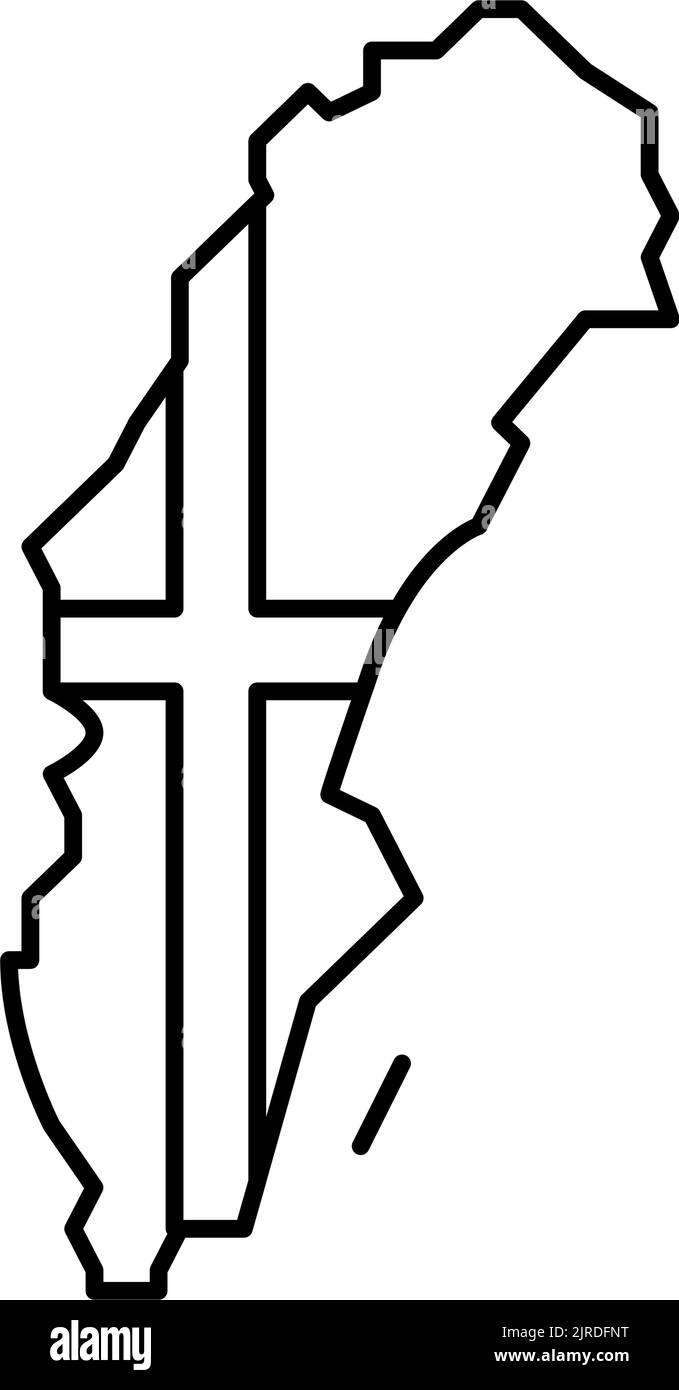 sweden country map flag line icon vector illustration Stock Vector ...