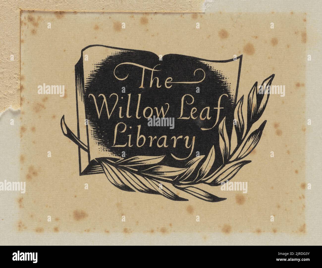 Bookplate: The Willow Leaf Library., 1959, Wellington, by E Mervyn Taylor. Gift of Mrs E Henderson, 1987. Stock Photo