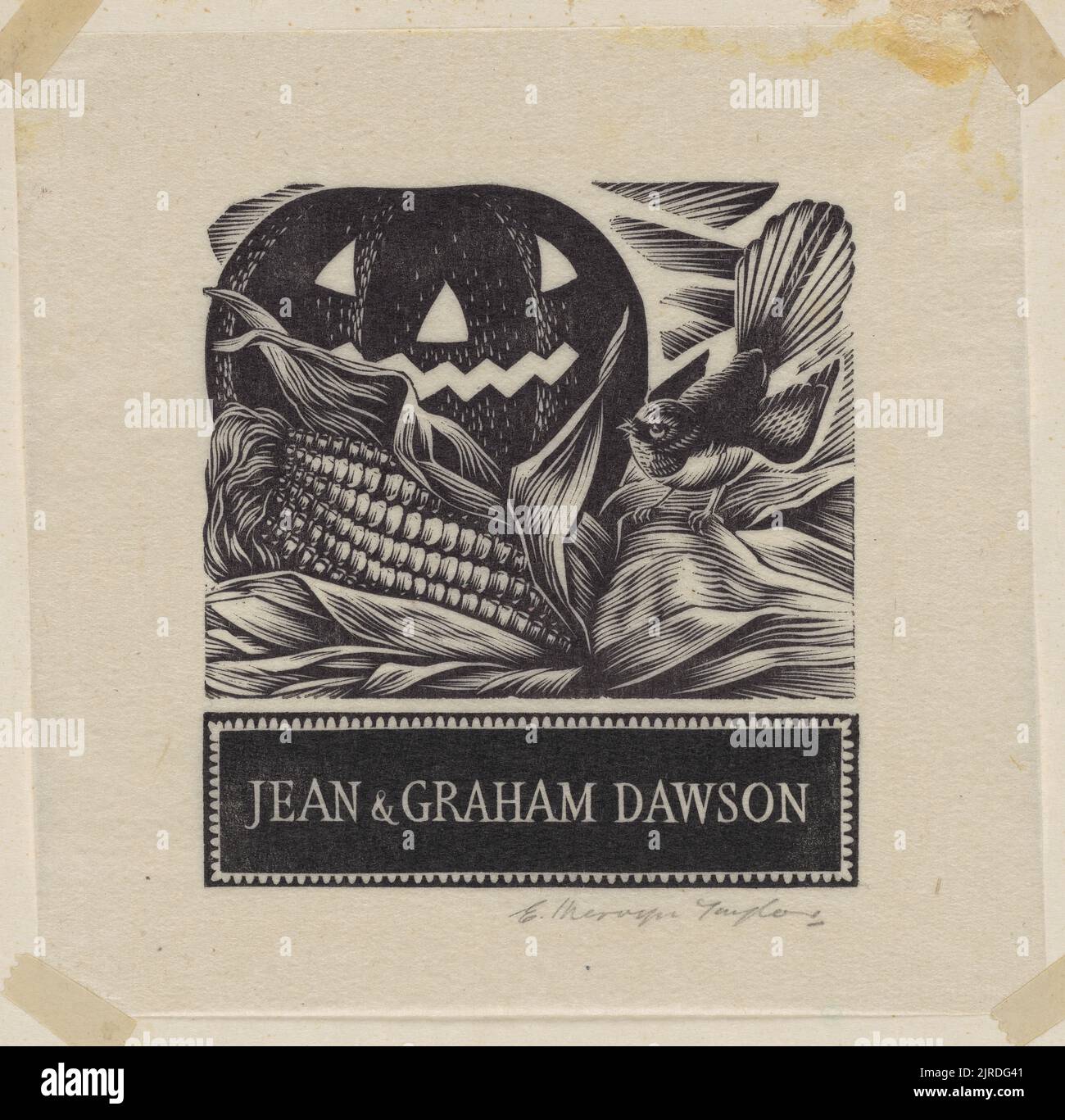 Bookplate: Jean and Graham Dawson., 1948, Wellington, by E Mervyn Taylor. Gift of Mrs E Henderson, 1987. Stock Photo