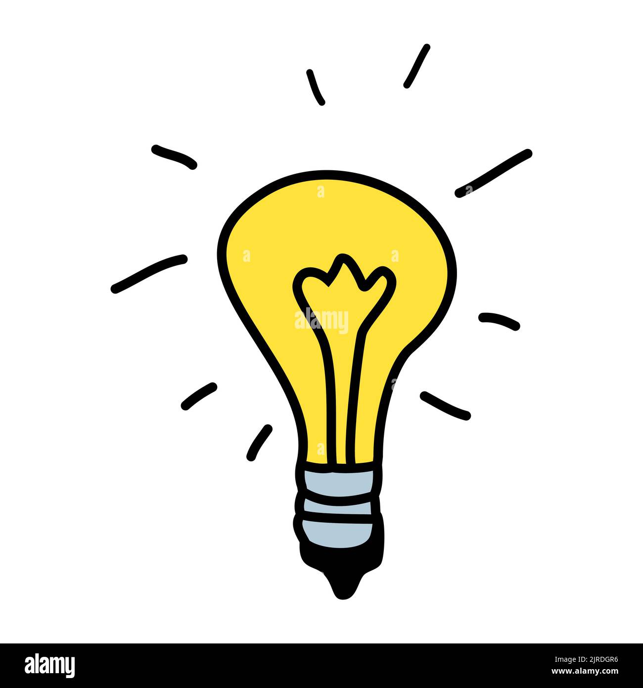 Light bulb icon symbol sign, hand drawing doodle color line vector ...