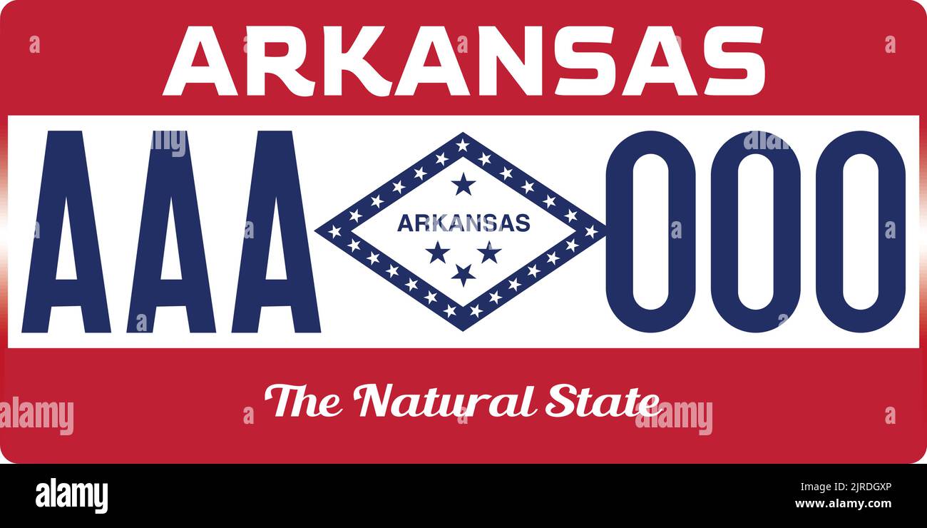 Vehicle license plates marking in Arkansas in United States of America