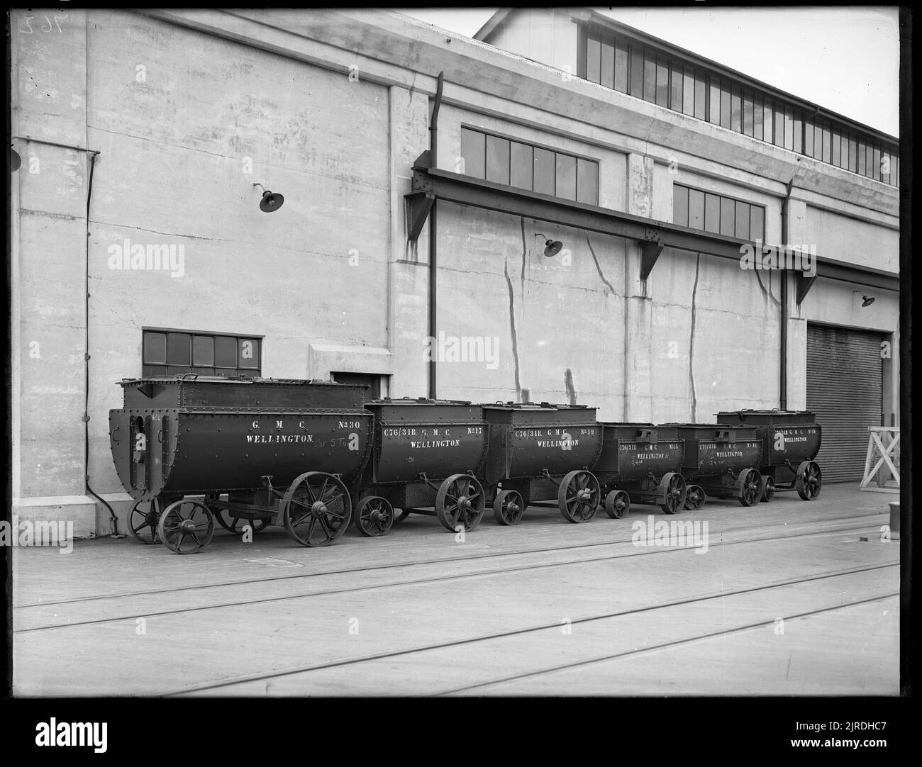 Coal hoppers in railyards, 1928 , Wellington, by Gordon Burt, Gordon H. Burt Ltd. Stock Photo
