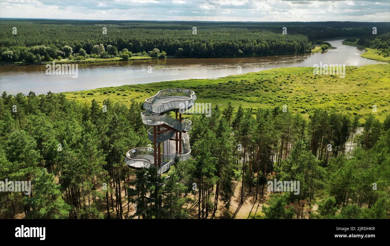 Woods by the River Memel near Merkine, Lithuania. Stock Photo