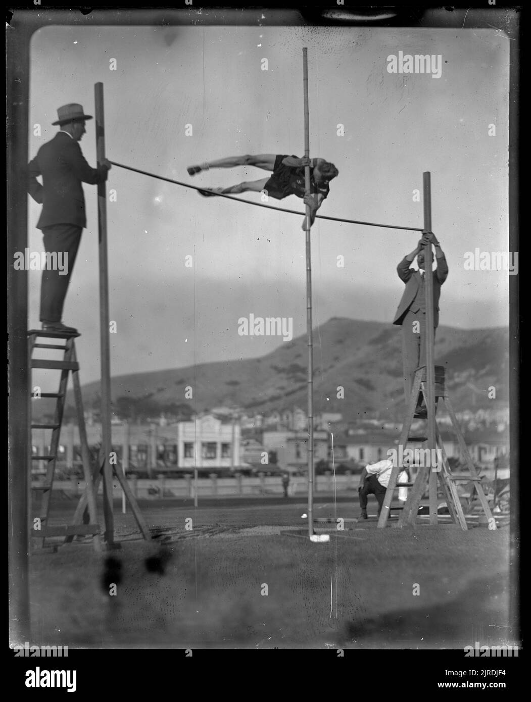 Pole vaulter, 1929, Wellington, by Crystal Photographic House Stock