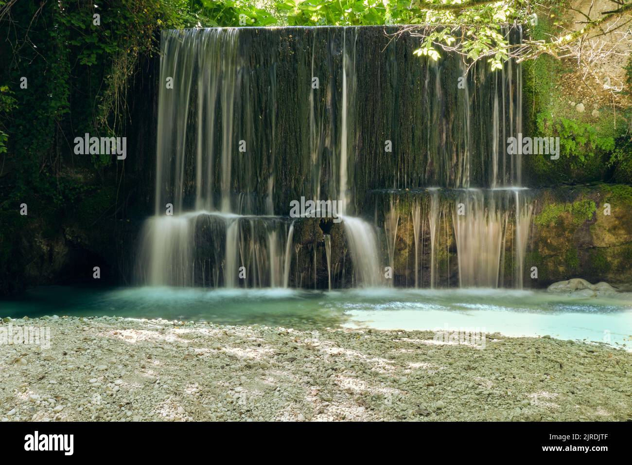 artificial waterfall of the river alento in abruzzo Stock Photo