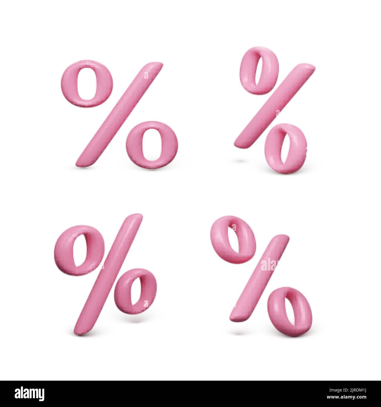 Set of pink 3D percent icon. Special offer discount symbol. Render of percentage symbol. Vector illustration isolated on white background Stock Vector