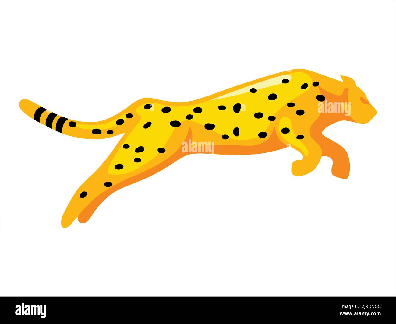 Cute cheetah in a modern flat style. cheetah runs in a jump for logotype. Cartoon Children's Vector Illustration  Isolated on a white background. Stock Vector