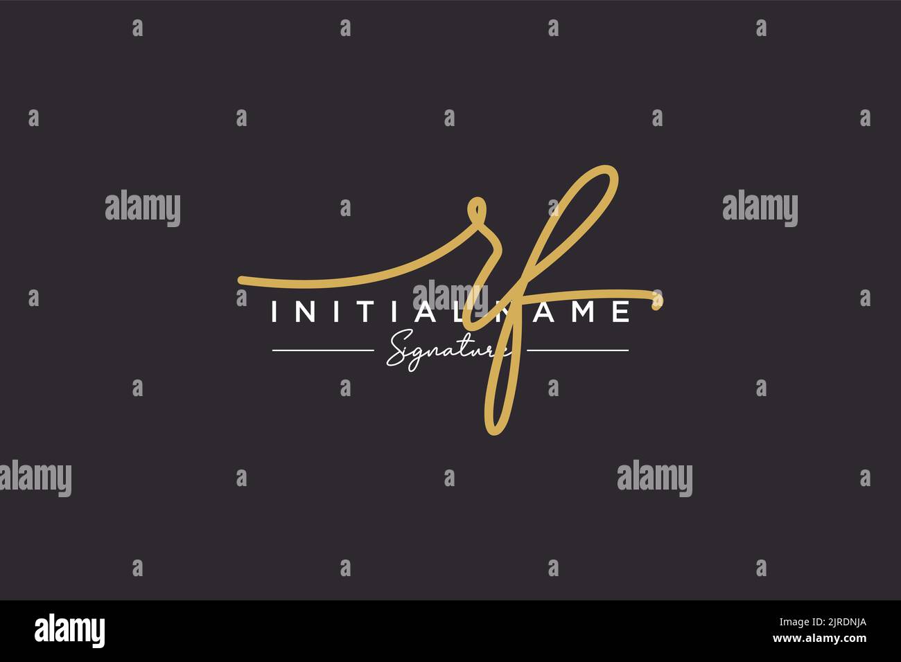 RF signature logo template vector. Hand drawn Calligraphy lettering