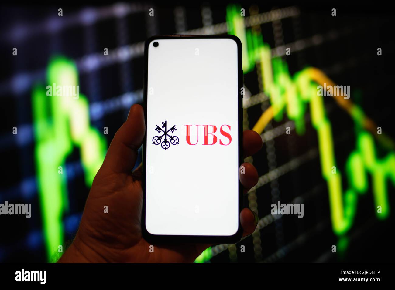 The UBS (Union Bank of Switzerland) is seen on a Redmi phone screen in this photo illustration in Warsaw, Poland on 23 August, 2022. (Photo by Jaap Arriens/Sipa USA) Credit: Sipa USA/Alamy Live News Stock Photo