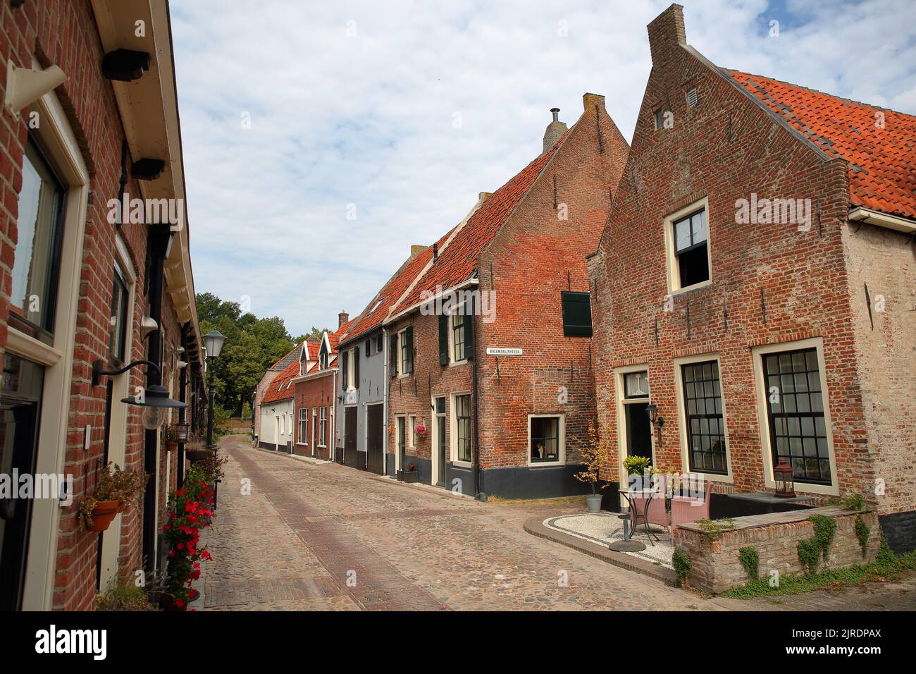 Traditional historic medieval houses in the old picturesque fortified town of Elburg, Gelderland, Netherlands Stock Photo