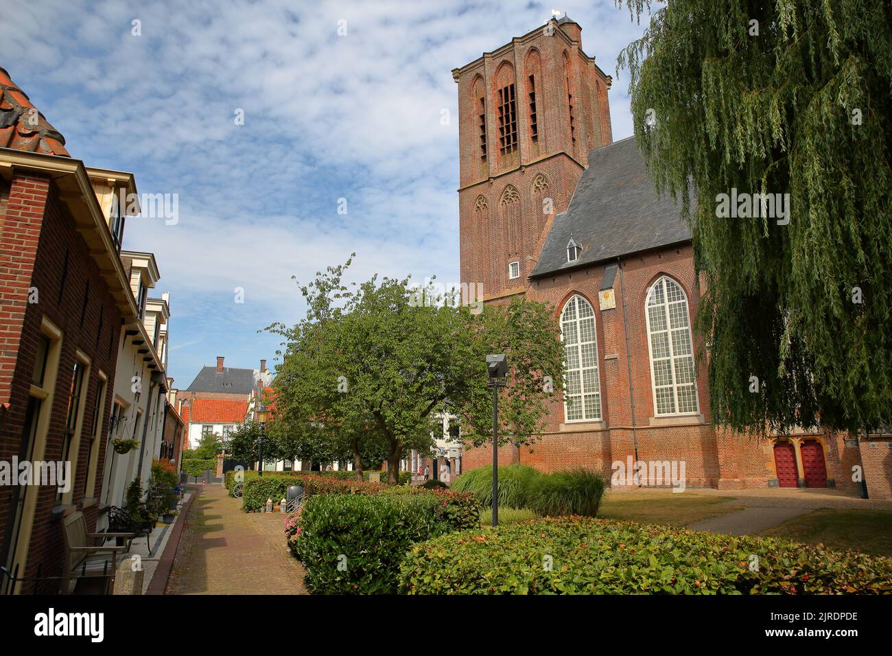 The historic Nicolaas church (Nicolaaskerk) in Elburg, Gelderland, Netherlands, viewed from Zuiderwalstraat street Stock Photo