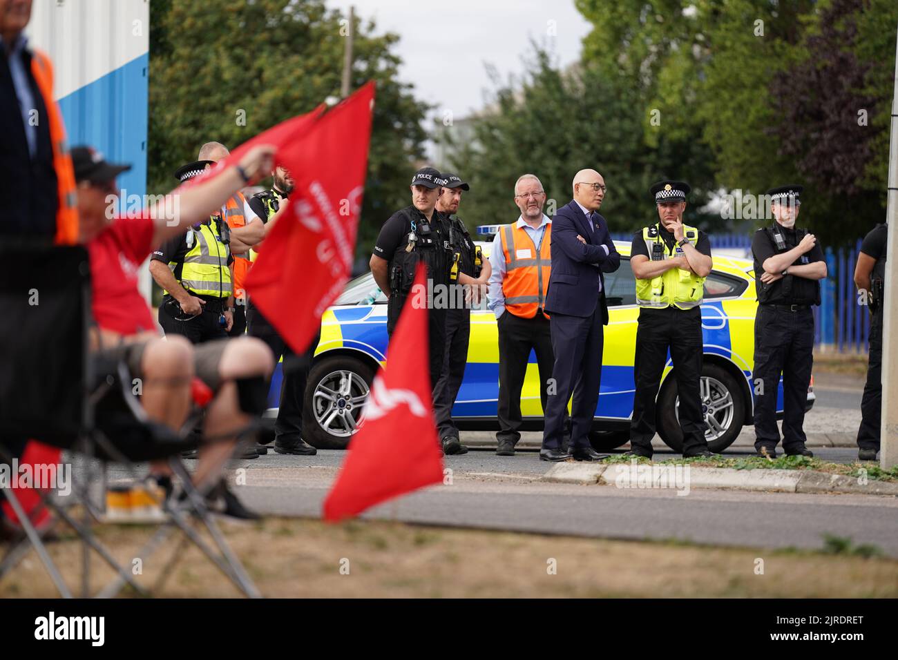 Hutchison Ports Chief Executive Officer Clemence Cheng with police ...