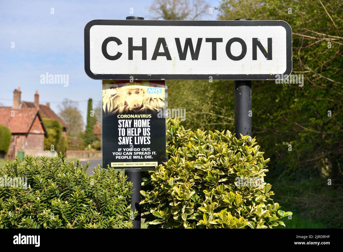 State directive instructing people during the COVID-19 pandemic, Chawton, Hampshire, UK. Stock Photo