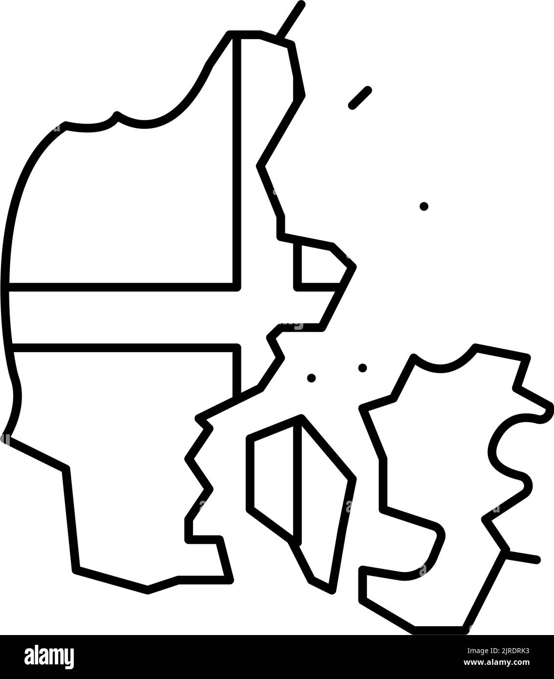 denmark country map flag line icon vector illustration Stock Vector