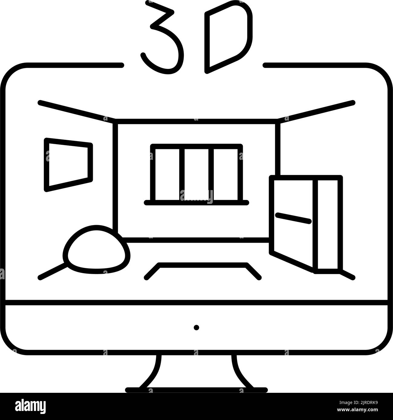 3d sketching interior design home line icon vector illustration Stock ...