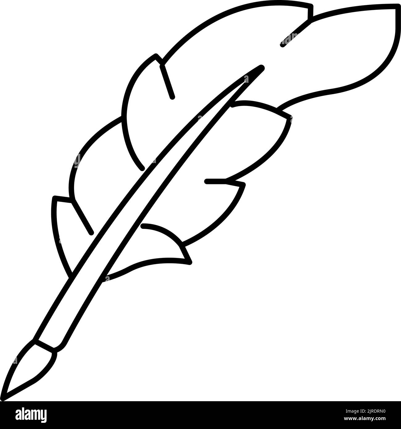 quill feather soft fluffy line icon vector illustration Stock Vector