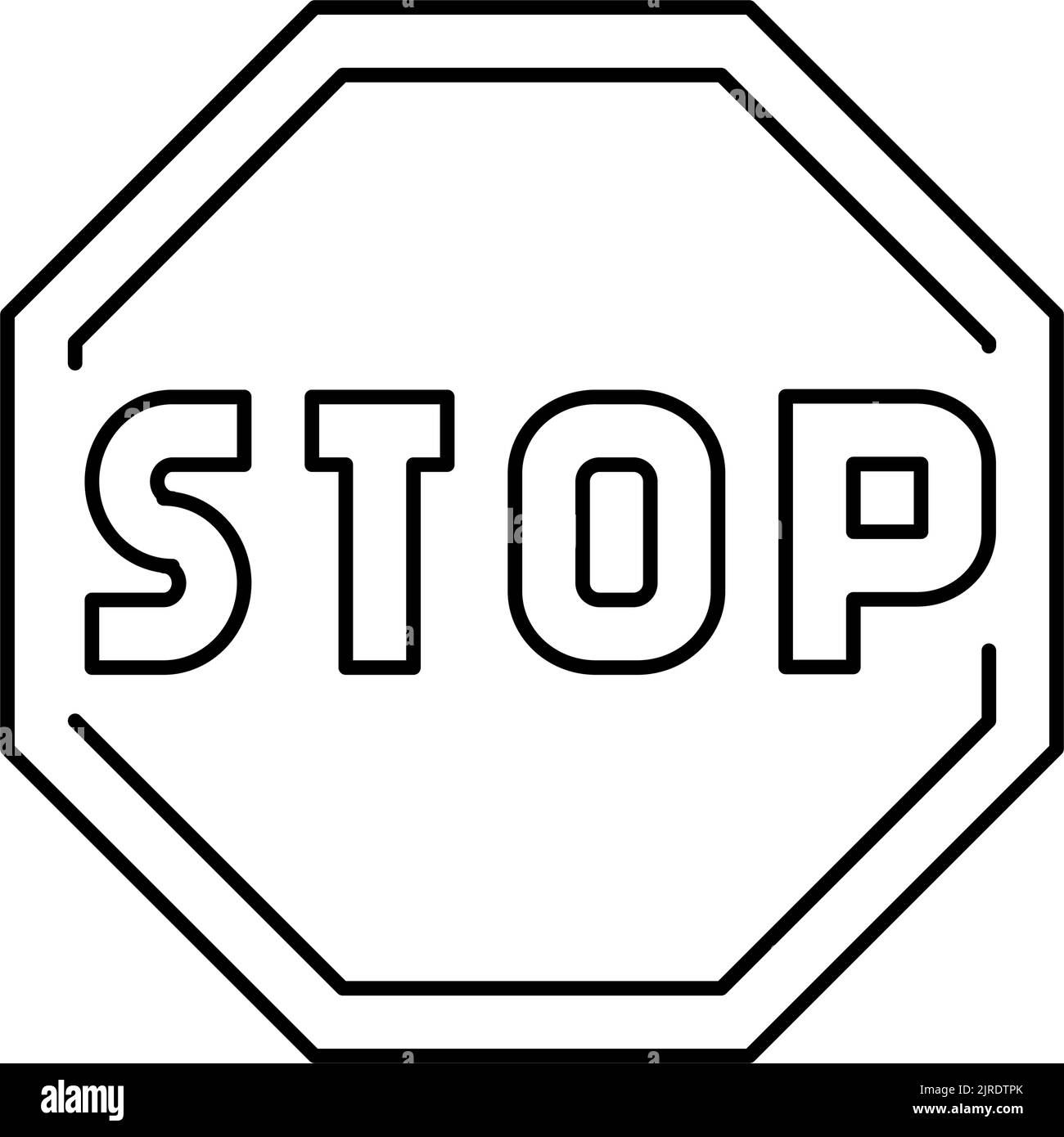 Stop Road Sign Line Icon Vector Illustration Stock Vector Image And Art Alamy