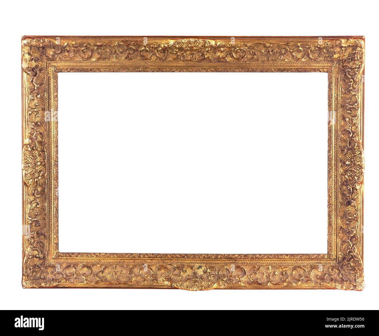 Old antique gold frame isolated on white with clipping path Stock Photo