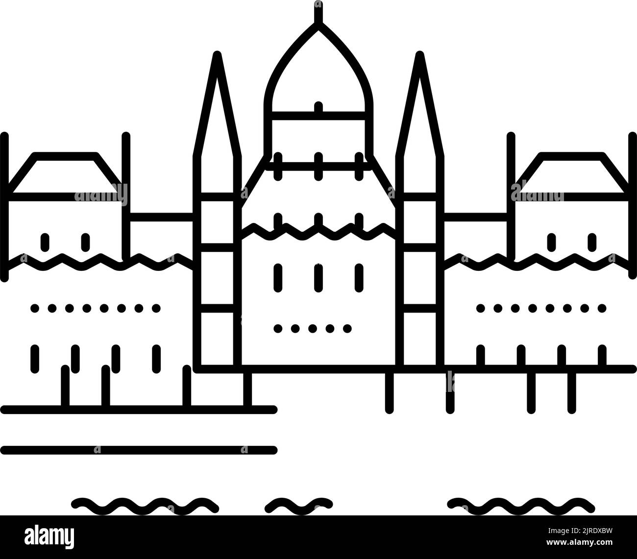 hungarian parliament building line icon vector illustration Stock Vector
