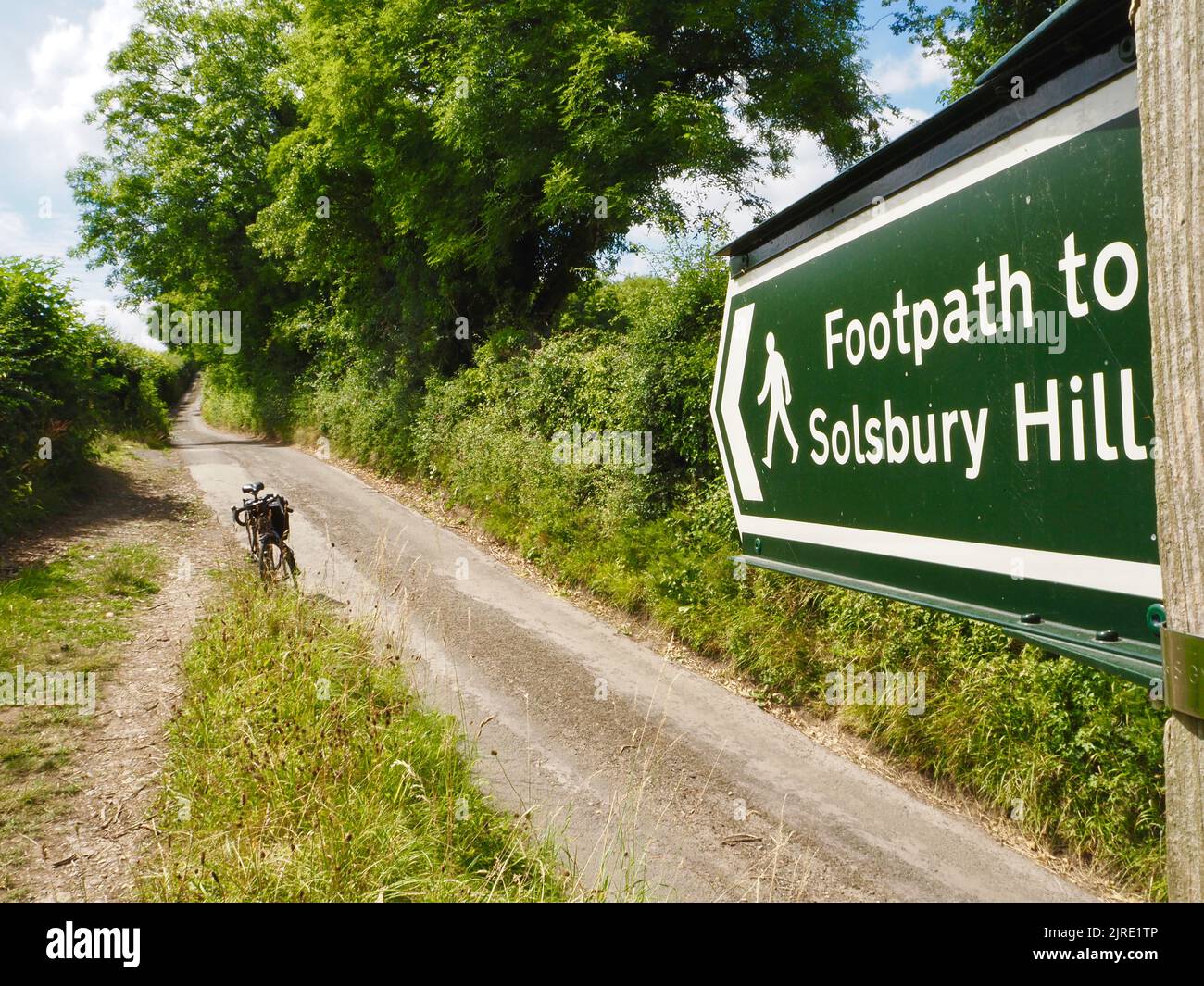 Public footpath sign near Batheaston and Solsbury Hill, Somerset, July 2022. Stock Photo