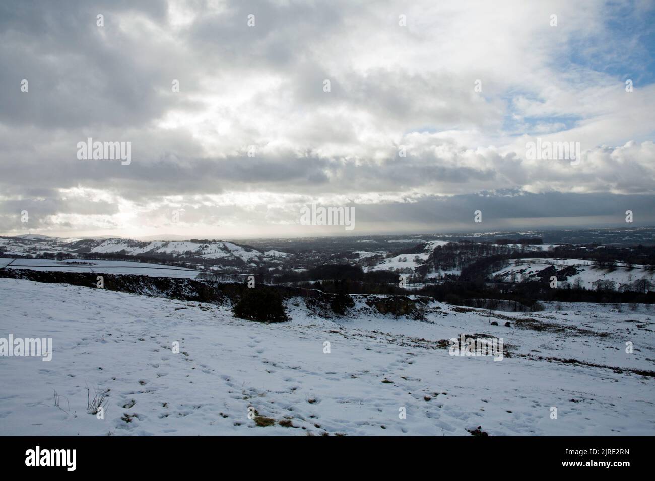 Bowstonegate above Lyme Park on a winter day Cheshire England Stock Photo